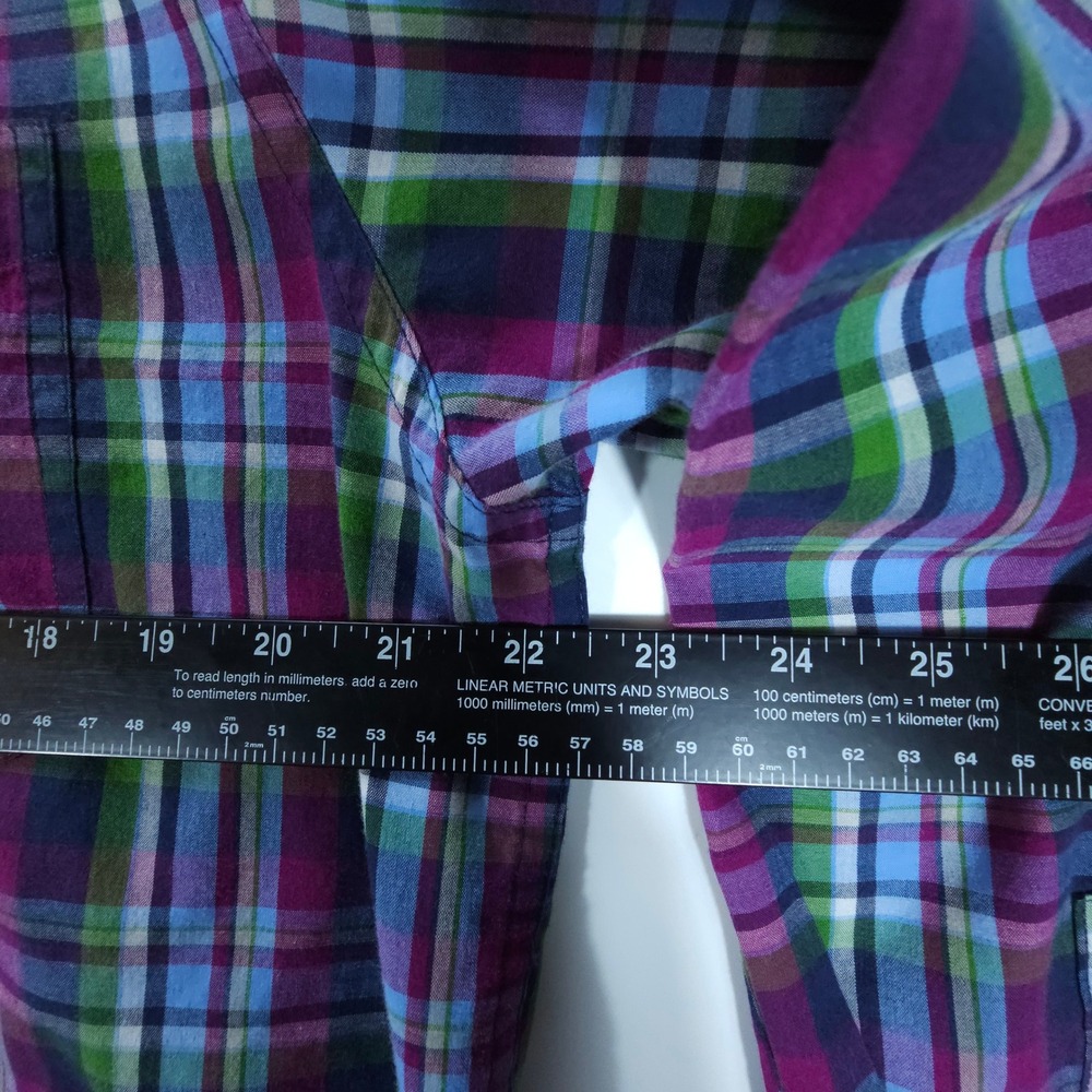 Chaps Plaid Shirt Mens Large Purple Green Skate Streetwear Button Down Easy Care - Picture 7 of 7